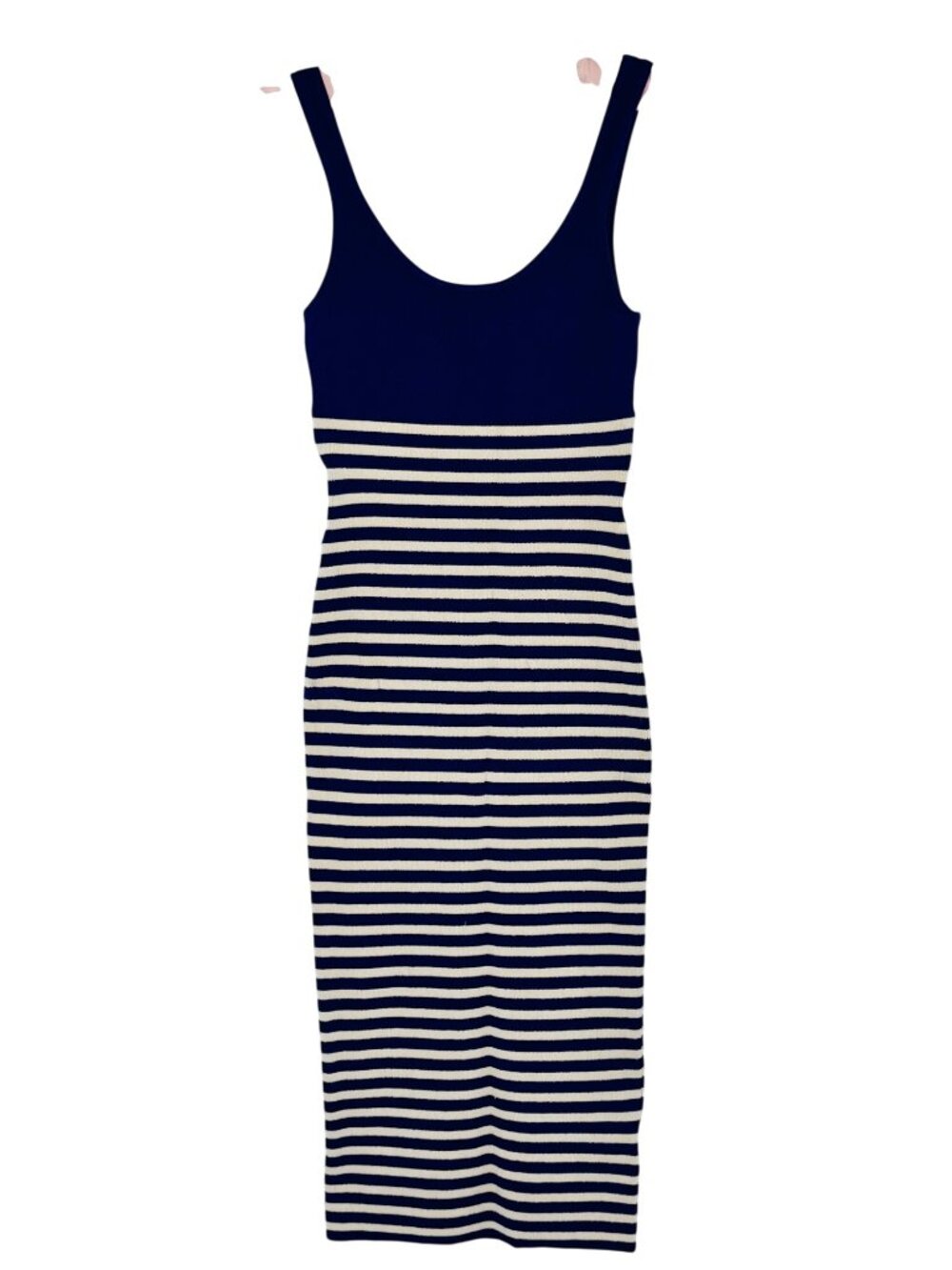 J.Crew Blue White Striped Stretch Knit Bodycon Midi Dress S| Nautical Minimalism - Picture 2 of 16